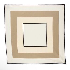 NWOT St. John Silk Tan Neutrals Square Printed Scarf. Designer Preppy Classic